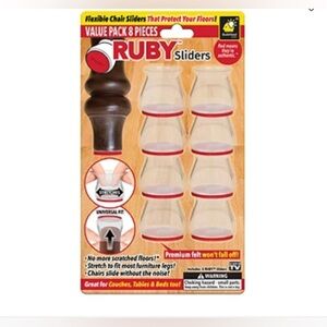 NEW - Ruby Sliders by BulbHead Premium Chair Covers Protect Floors - 8 Pack